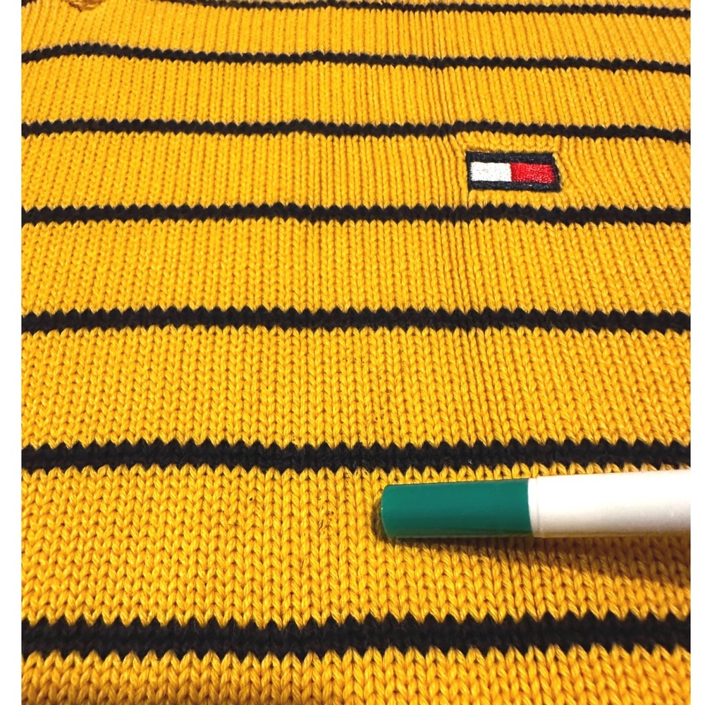 Vintage 90's Y2K Tommy Hilfiger V-Neck Knit Sweater XL Stripe Preppy Academia - Picture 6 of 6